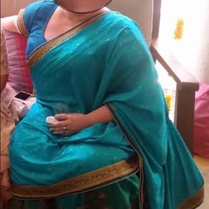 Saree, Sari blue and Gold size 18 US